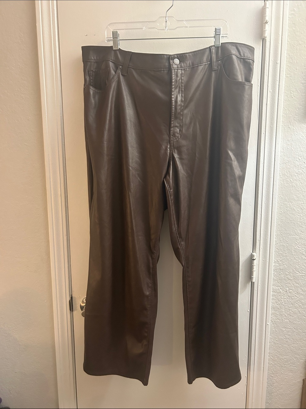 Old Navy Brown Faux Leather High-Rise Boot-Cut Pants